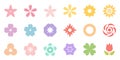 Colorful cute flowers, spring, summer, fall, winter flowers vector icons, illustration color materials